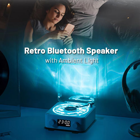 Boxă Bluetooth Retro cu White Noise – Portabilă, Vintage, Ajutor pentru Somn, Subwoofer cu Lumină RGB, Suport Card TF