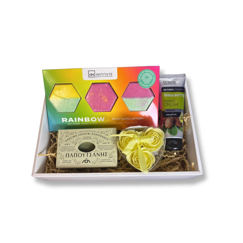 Set cadou Citrus Blossom-sapun, bombe baie, soap roses si crema maini