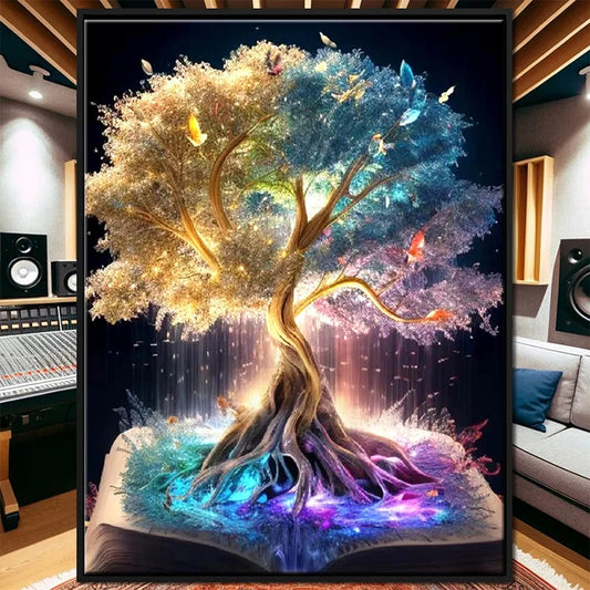 Pictura cu Diamante DIY „Arborele Vietii” – Carte Artistica Dream Art, Broderie Completa cu Diamante, Mozaic Handmade