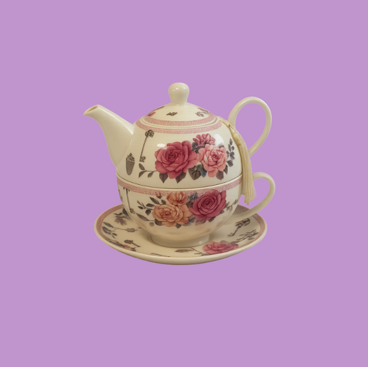 Set ceainic cu ceasca si farfurioara – Floral Vintage Tea Time