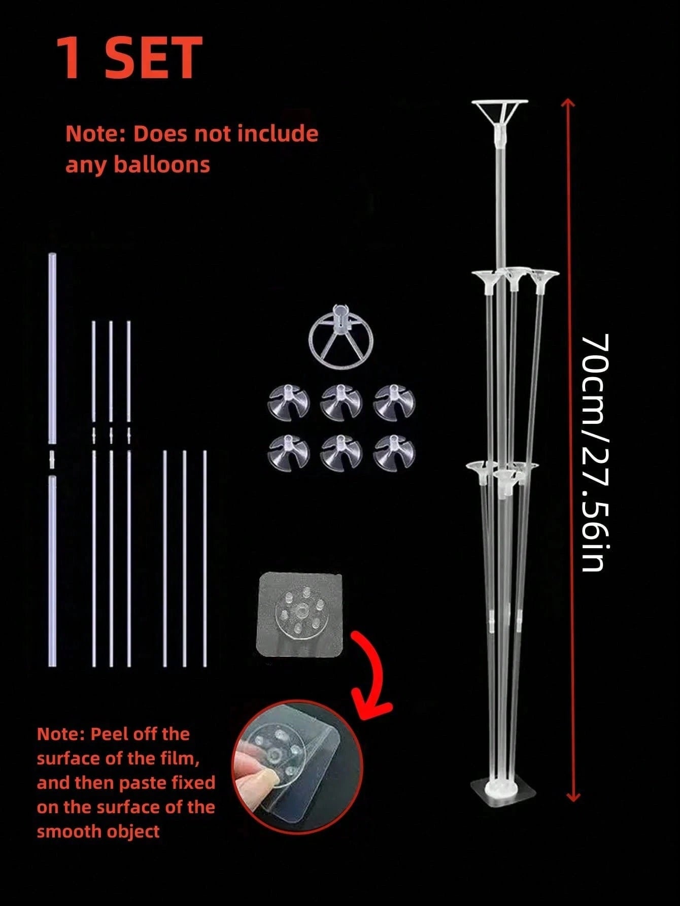 Set suporturi pentru baloane cu 7 capete, 70 cm