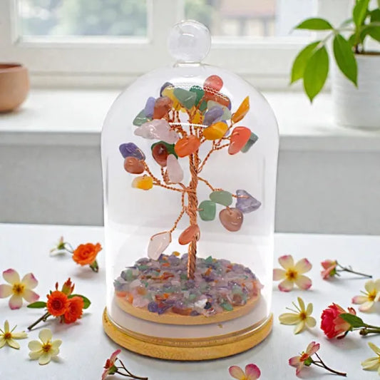 Copac decorativ cu pietre sub clopot de sticla