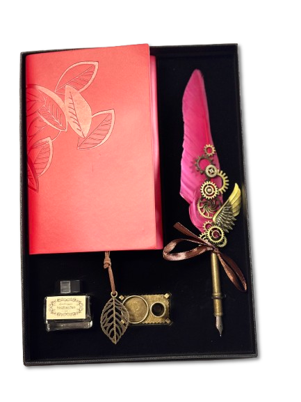 Set cadou VINTAGE WRITER – Jurnal, pana decorativa si accesorii clasice