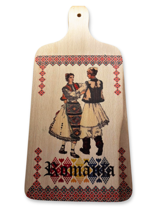 Set cadou rustic Romania- tocator lemn si sort bucatarie