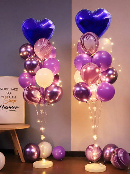 Set coloană de baloane pentru podea, cu suport, bază și lumini decorative