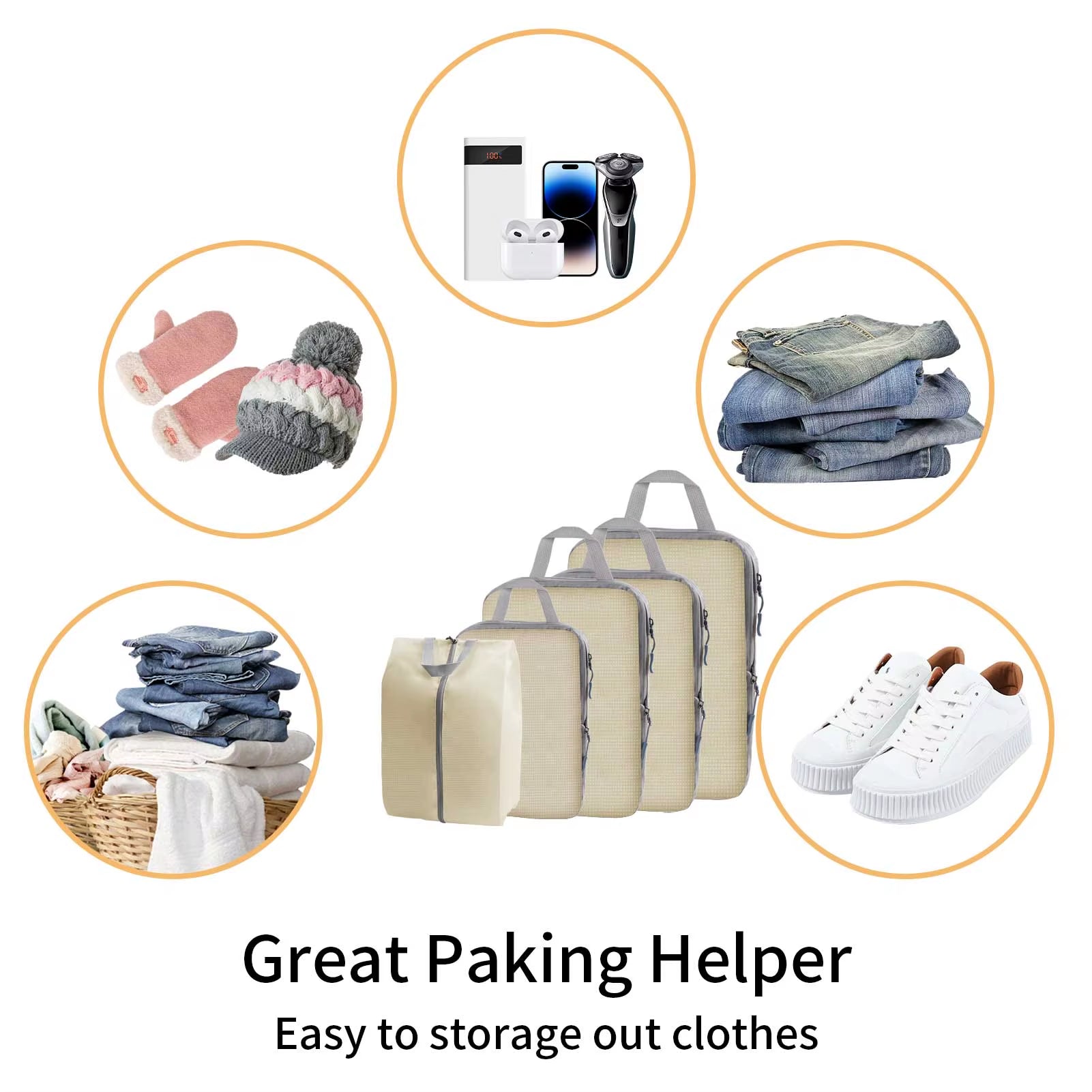 Set de 5 cuburi de compresie pentru călătorii