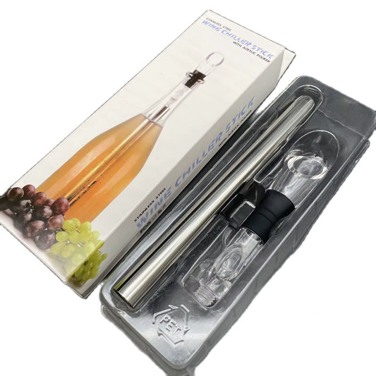 Răcitor de Vin cu Tijă din Oțel Inoxidabil și Dop Turnător – Accesoriu Elegant pentru Vinuri
