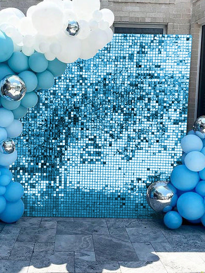 Set de 3 perdele decorative din plastic albastru