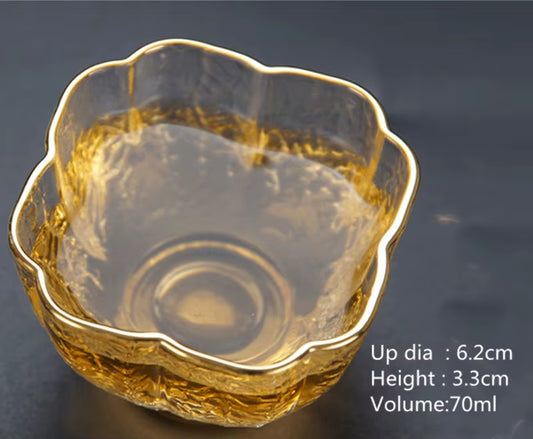 Cană de Ceai Rezistentă la Căldură cu Suport – Stil Japonez, Transparentă, Model Floare de Prun