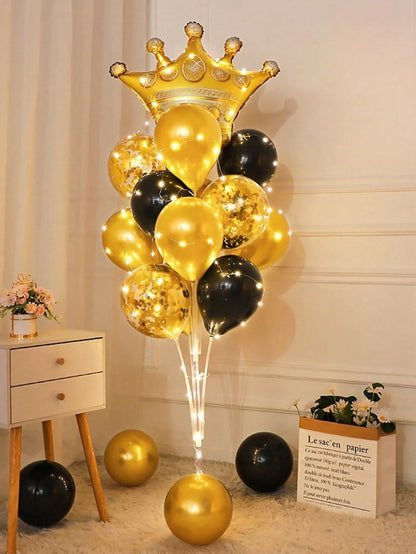 Set coloană de baloane pentru podea, cu suport, bază și lumini decorative