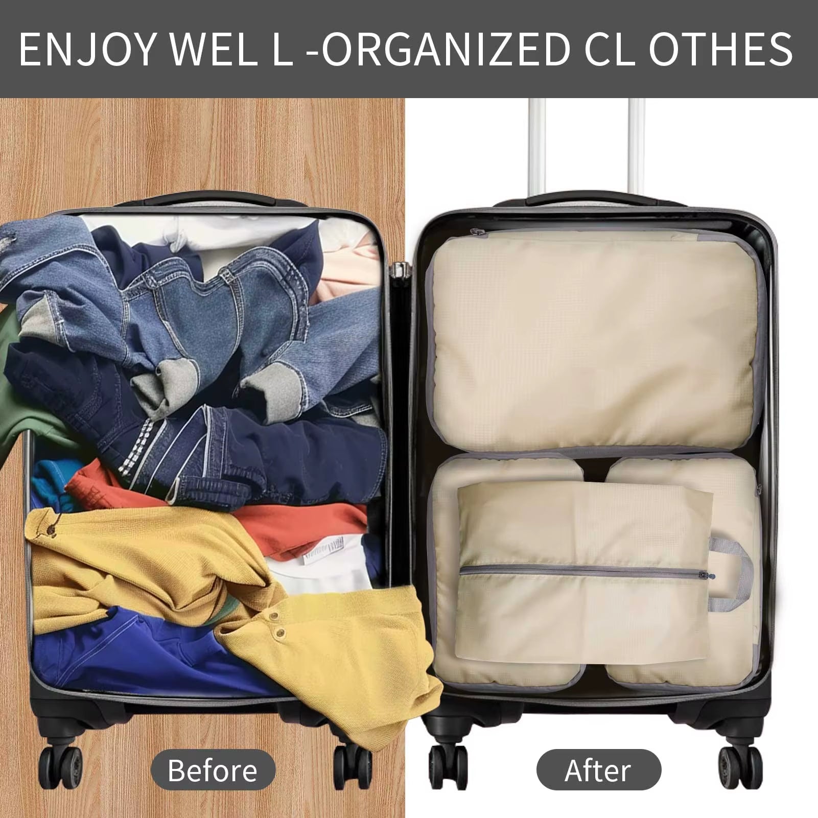 Set de 5 cuburi de compresie pentru călătorii