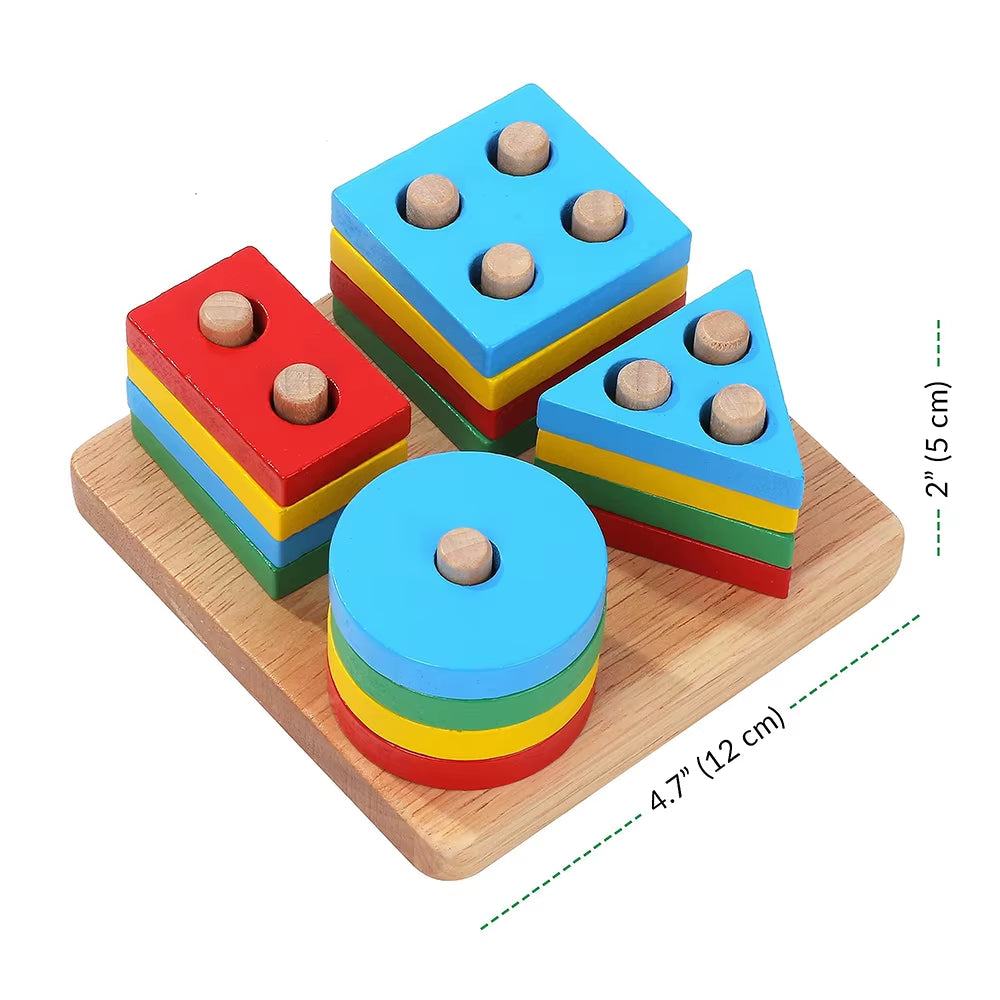 Puzzle Montessori Lemn Sortare & Stivuire