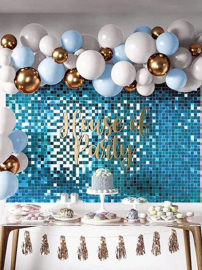 Set de 3 perdele decorative din plastic albastru