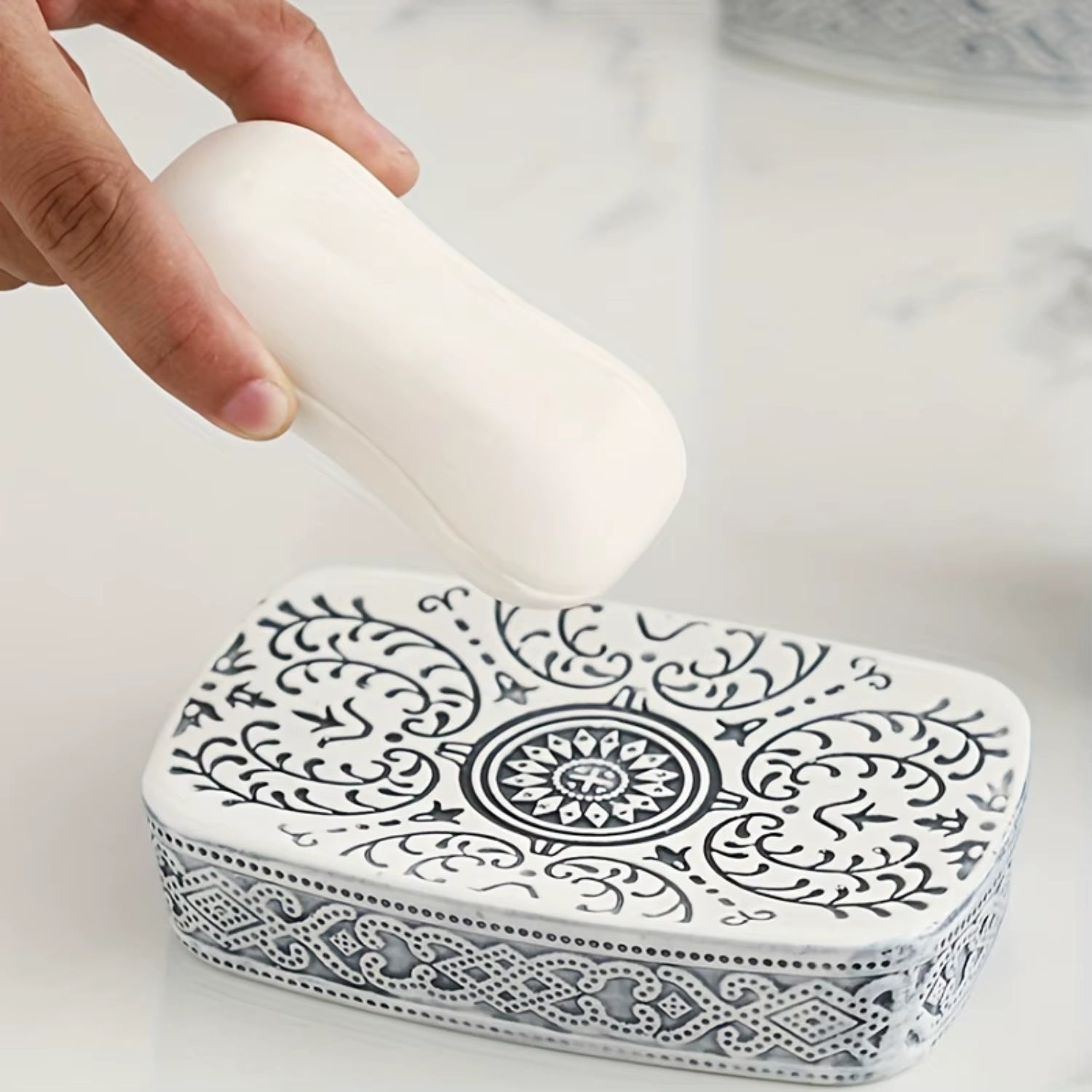 Set de 4 piese pentru baie în stil boem din ceramică 