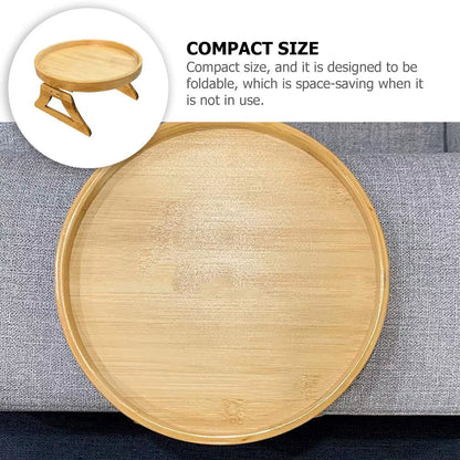 Tavă din Lemn pentru Brațul Canapelei – Masă Pliabilă cu Clemă, Suport din Bambus