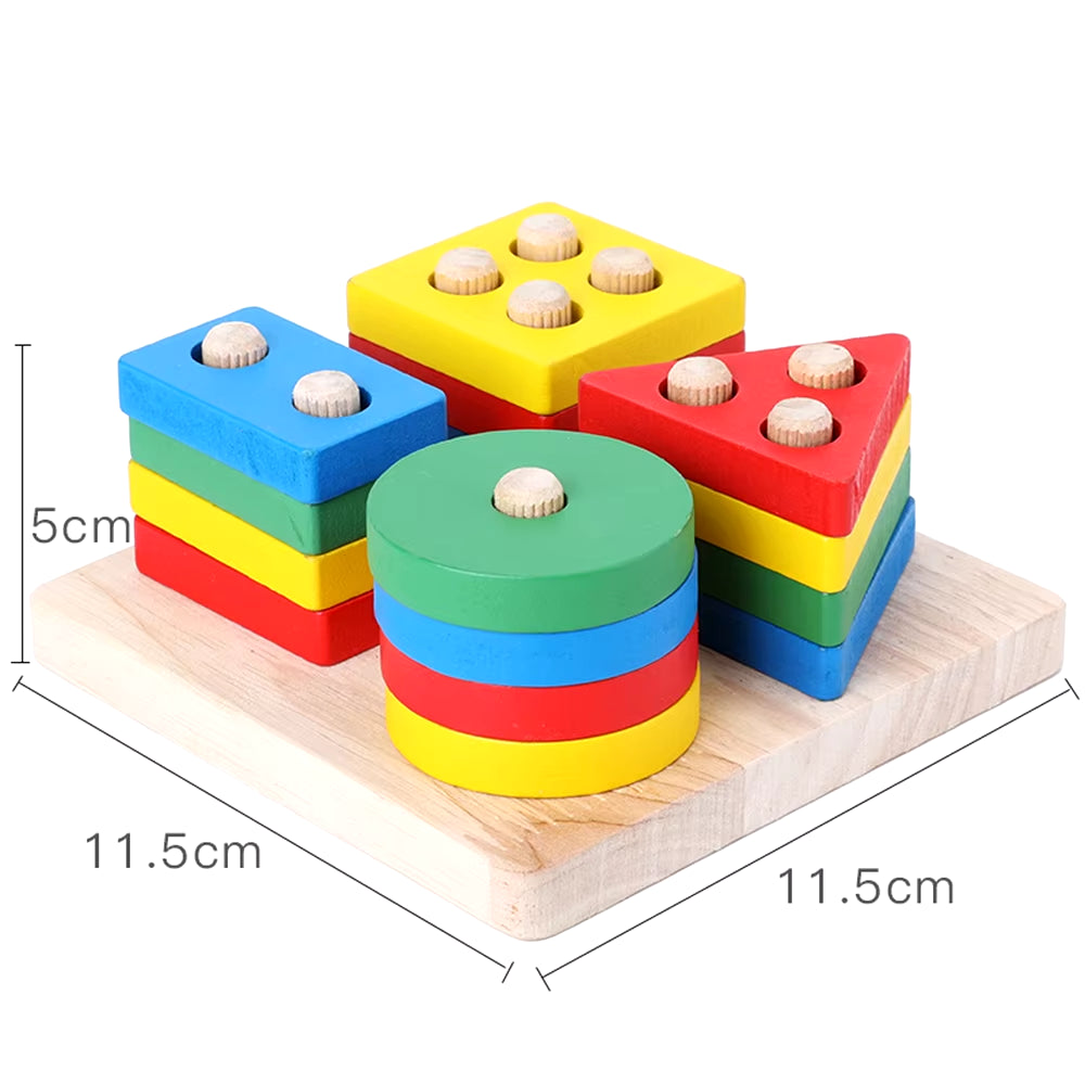 Puzzle Montessori Lemn Sortare & Stivuire