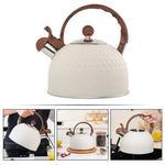 Ceainic cu fluier alb din oțel inoxidabil, 2,5 L