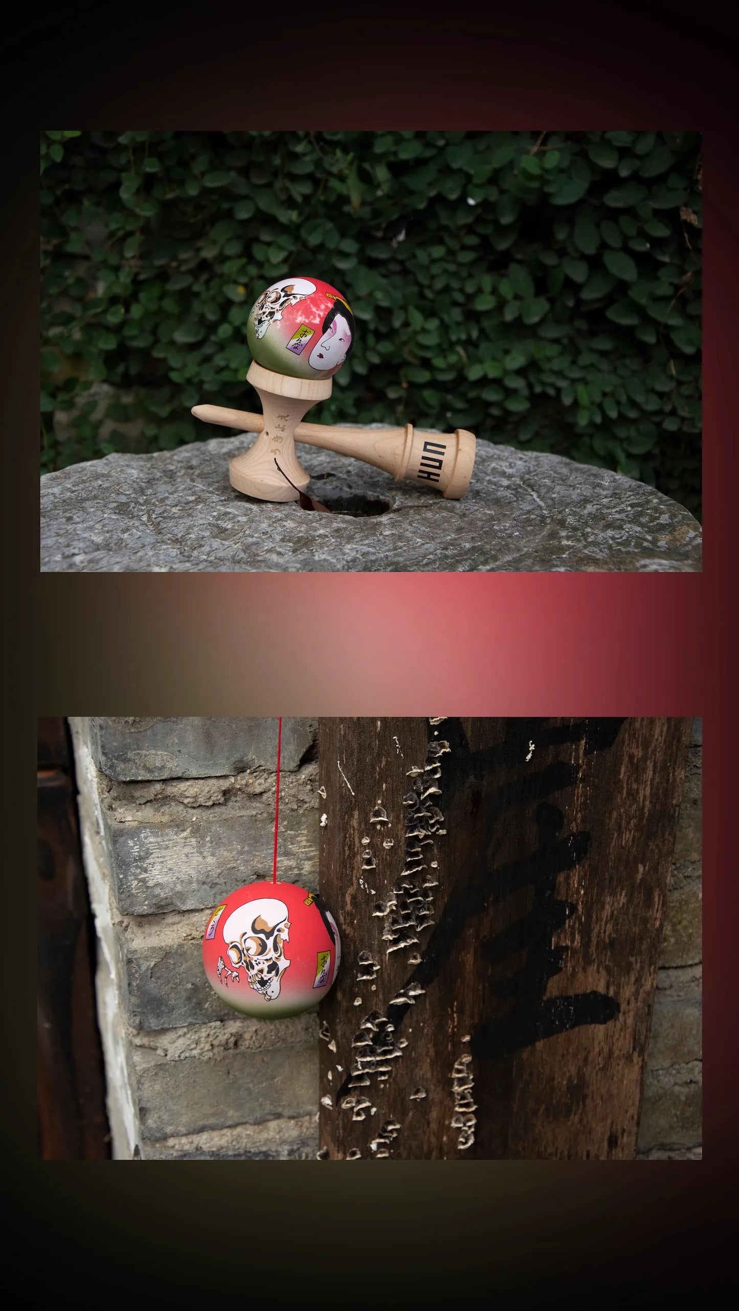 Kendama HUN Gechuan – Model Guofang, Pro Beech, Seria Ukiyo-E, vopsea cauciucată