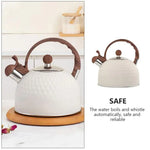 Ceainic cu fluier alb din oțel inoxidabil, 2,5 L