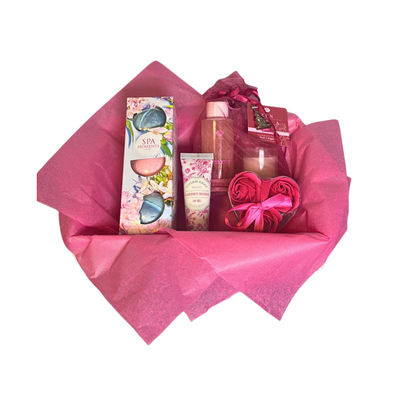 Set cadou Pink Blossom – rasfat floral si relaxare pentru momente speciale