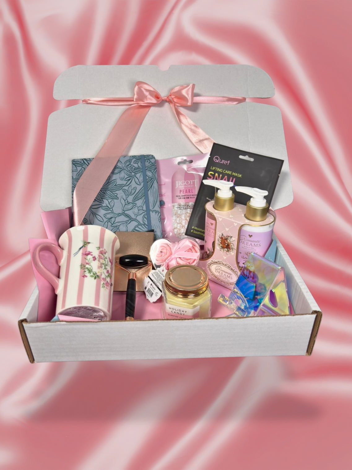 Set Cadou Satin Blossom Deluxe – Roz Pastel & Beauty – Darivio