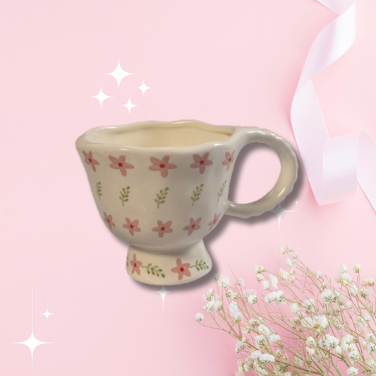 Cana ceramica cu model floral