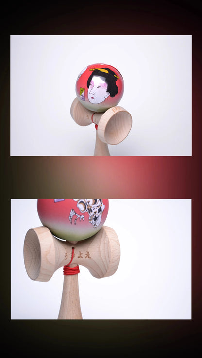 Kendama HUN Gechuan – Model Guofang, Pro Beech, Seria Ukiyo-E, vopsea cauciucată