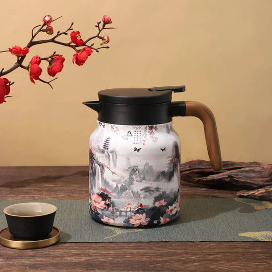 Ceainic Termos Vintage Floral 1000 ml – Ceainic din Otel Inoxidabil cu Infuzor