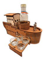 Bar decorativ Titanic cu sticlă 0,25 l și 4 pahare