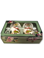 Set cani ceramice Beautiful World cu lingurite – Model floral, 2 buc