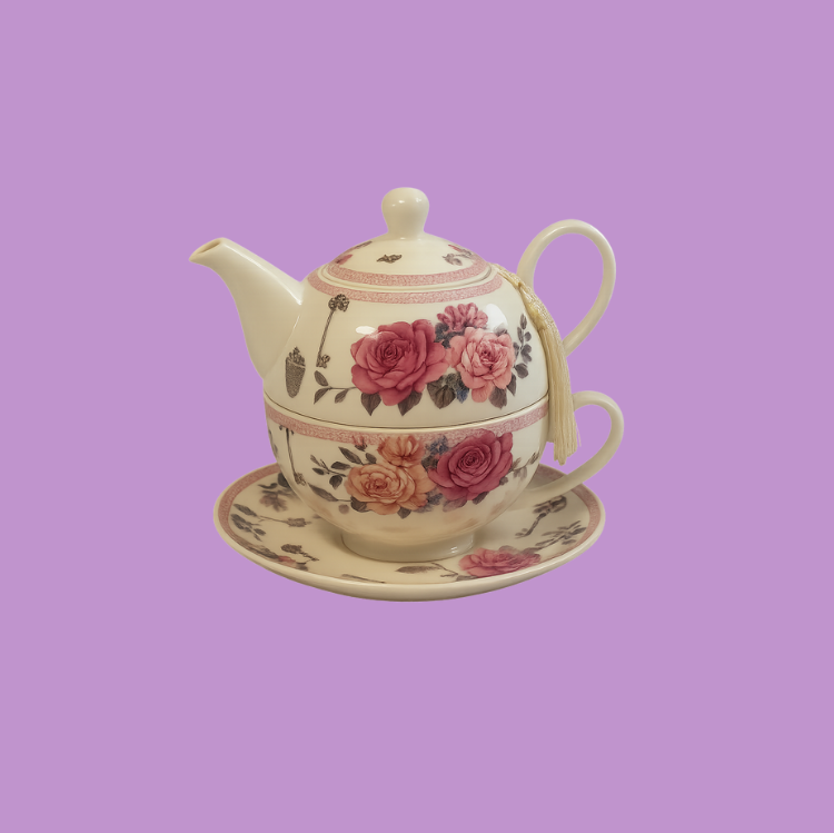 Set ceainic cu ceasca si farfurioara – Floral Vintage Tea Time