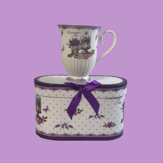 Set Cadou Lavender Duo – 2 Cesti Ceramica in Cutie Decorativa