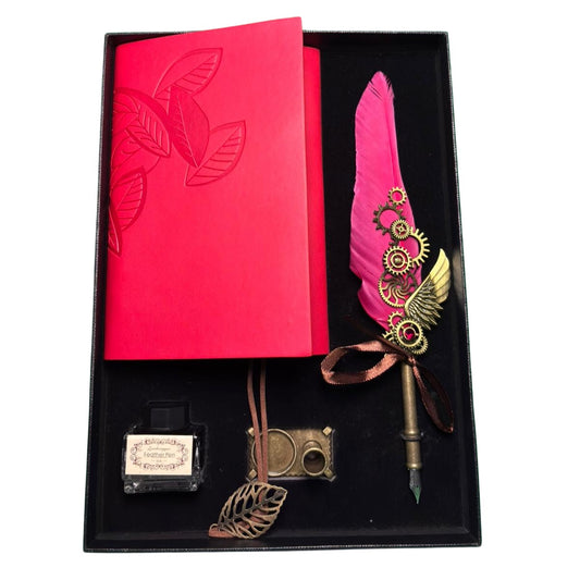 Set cadou VINTAGE WRITER – Jurnal, pana decorativa si accesorii clasice