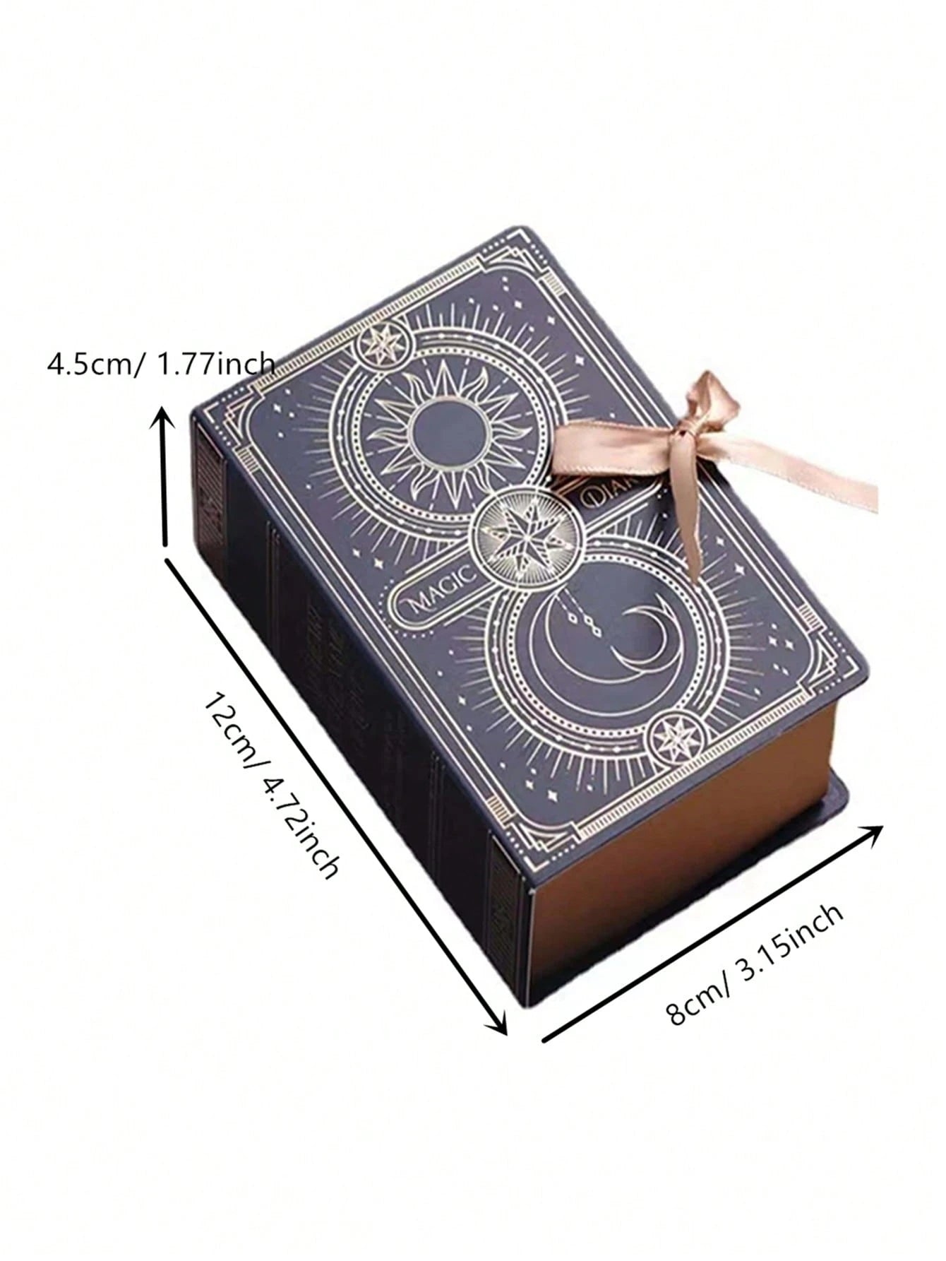 5Pcs/Pack Creative Magic Book Style Gift Box, Wedding Gift Packaging Box with Divination Pattern, Exquisite Small Gift Box with Ribbons for Christmas, New Year Party Decoration,Christmas Valentine Day