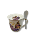 Cana ceramica Colorful World cu capac si lingurita