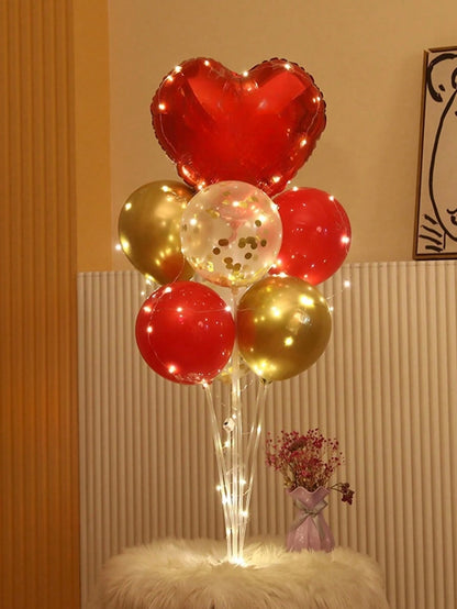 Set coloană de baloane pentru podea, cu suport, bază și lumini decorative