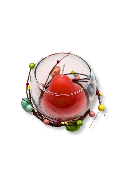 Lumanare Ou Pastel in Suport cu Coronita