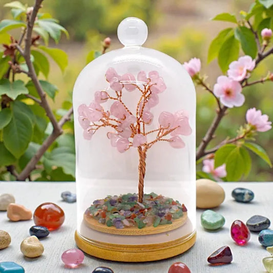 Copac decorativ cu pietre sub clopot de sticla