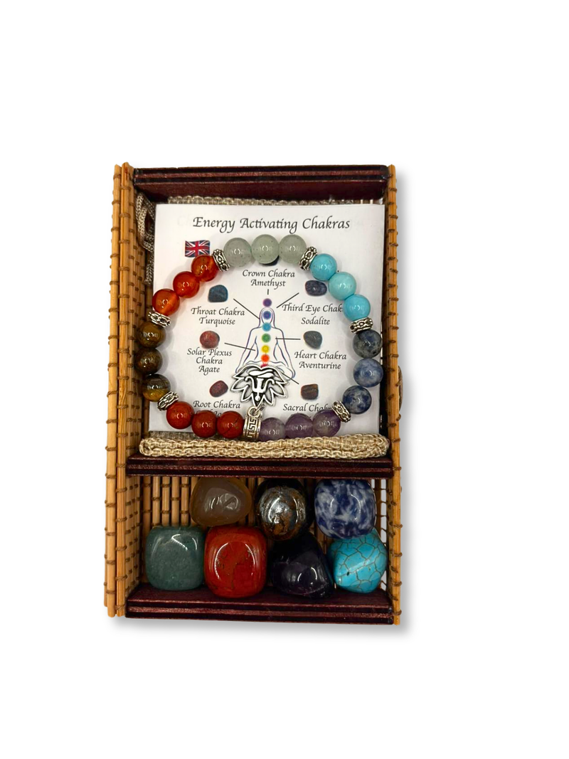 set chakra energy cu bratara pietre naturale si cristale colorate pentru echilibru energetic
