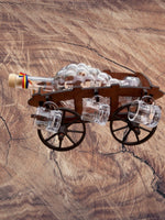Caruta din lemn cu sticla strugure si 4 cescute – decor rustic 